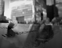 911 Memorial Pool with reflection of the Twin Towers