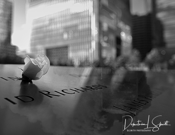 911 Memorial Pool with reflection of the Twin Towers
