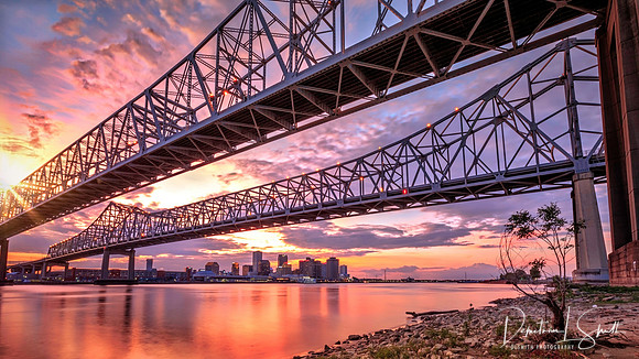 New Orleans, Louisiana. Crescent City Connection Bridge over the Mississippi River